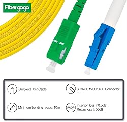 Fibergaga-3m(10ft) OS2 LC/UPC to SC/APC Fiber Patch