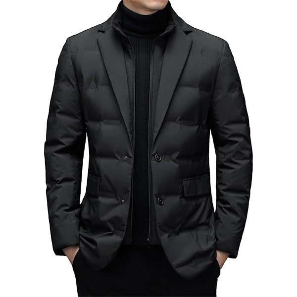 Men Scarf Collar Casual Suit Down Sports Button Business Blazer