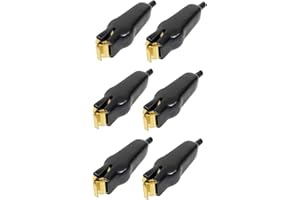 Pack of 6 Metal Alligator Spring Clips Rubber Insulated Electrical Testing Clamps Crocodile Clip (Black, 70 mm (2-3/4 inch) 3