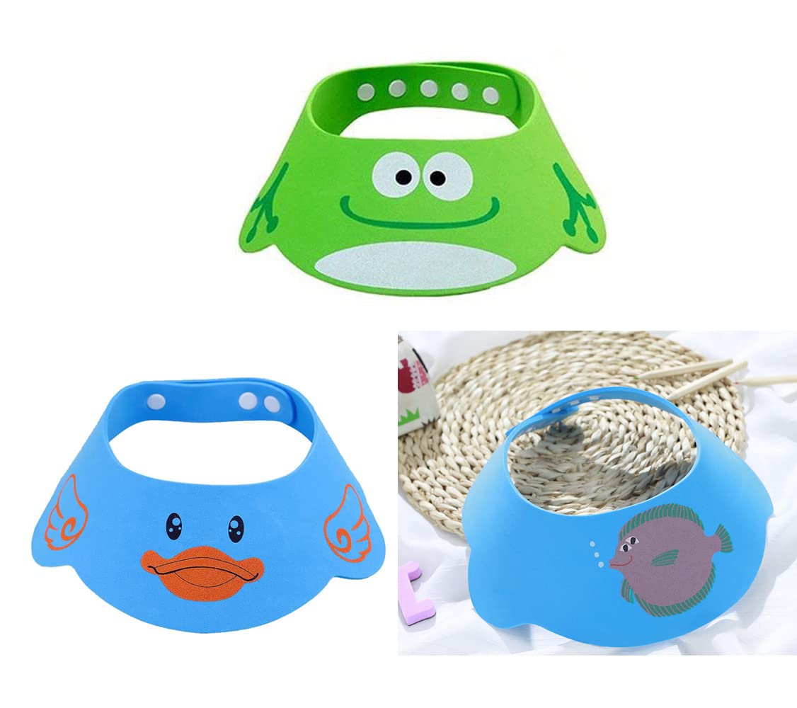 Baby Shower Cap,3 PCS Shower Cap for Kids Shield Adjustable Hat Silicone Bathing Hat for Toddler Baby Kids Children