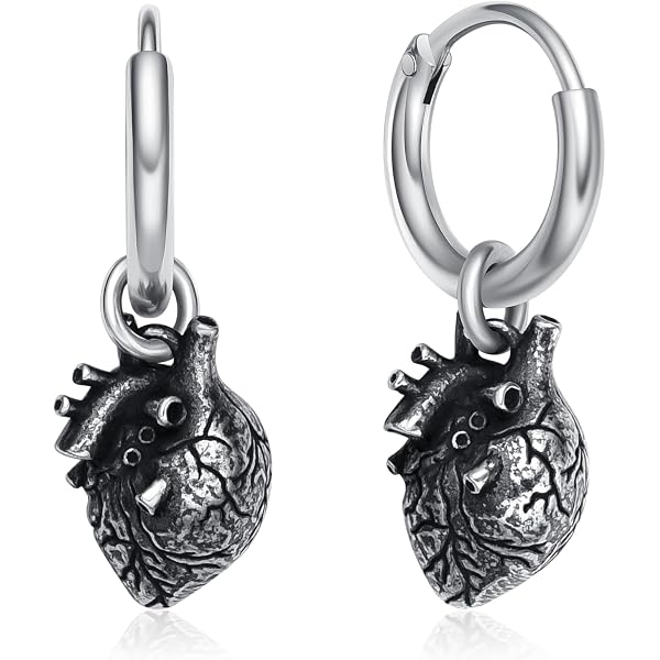 FashionJunkie4Life Orecchini Pendenti Cuore Anatomico – Argento Sterling 925 Per Orecchie Sensibili - 2