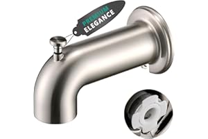 YASINU Slip-On Tub Spout with Diverter 6.22 Inches Long for Bathtub Spout with Diverter 1/2 Inch Slip Fit Connection, Brushed Nickel