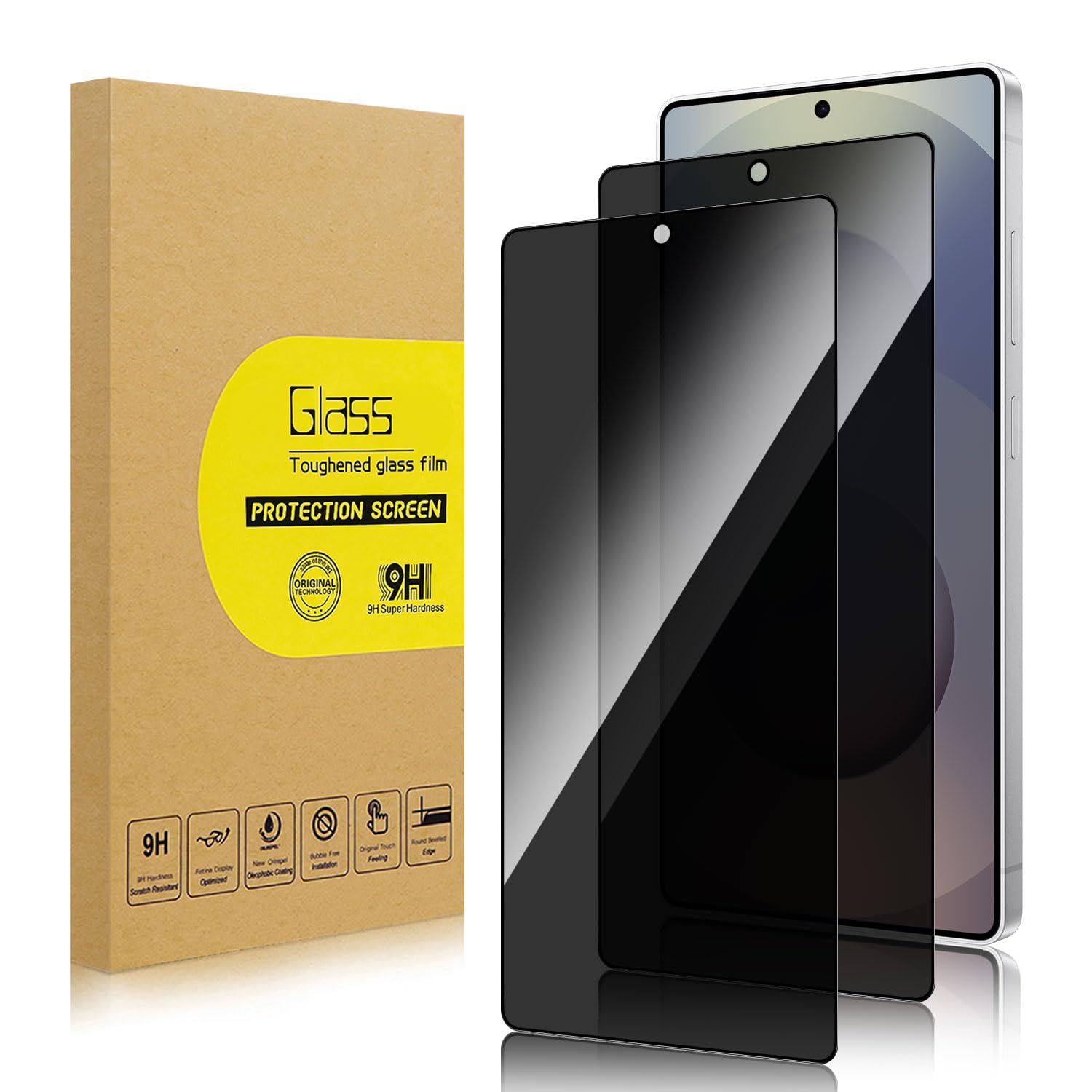 Lokyoo 2 Pack Privacy Screen Protector for Samsung Galaxy S25 Ultra[Anti-Spy Tempered Glass] [Fingerprint Unlock Support], Anti-Scratch, Bubble-Free, Easy Install 9H Protective Glass for S25 Ultra