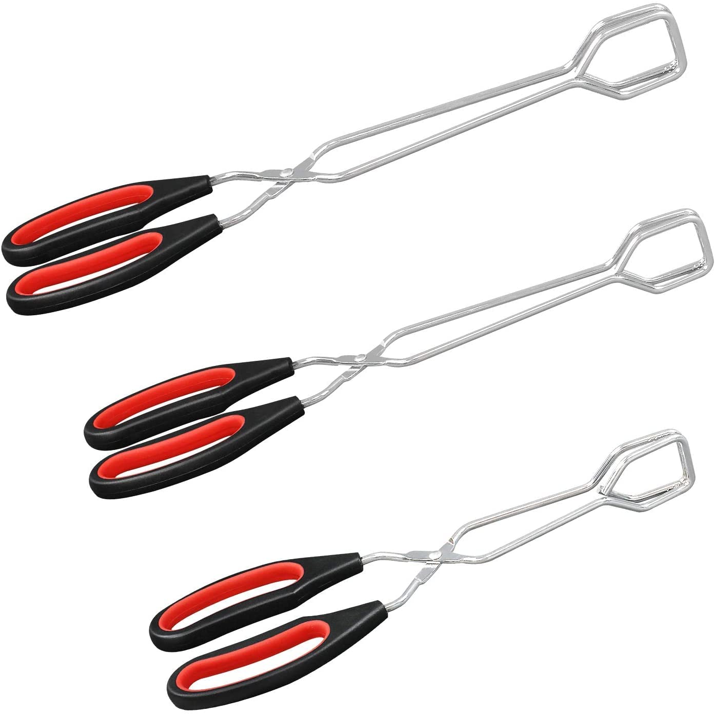 Stainless Steel Cooking Scissor Tongs with Soft Handles Multifunctional Barbecue Charcoal Tongs for Outdoor Barbecue Buffet Party Lengthened Tongs Barbecue Accessories 3 Pack- 9/11/13 Inch