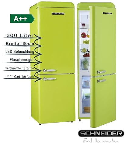 Schneider SL300 LG CB A++ Retro Design Kühl-Gefrier-Kombination Apfelgrün glänzend EEK: A++ 60cm breit, 300 Liter 4**** Gefri