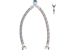 Roastove 1 FT/1 feet Premium Stainless Steel Washing Machine Hoses Y Mixer/YSplit,Burst Proof,3/4 Inch Brass Fittings,Y-Split