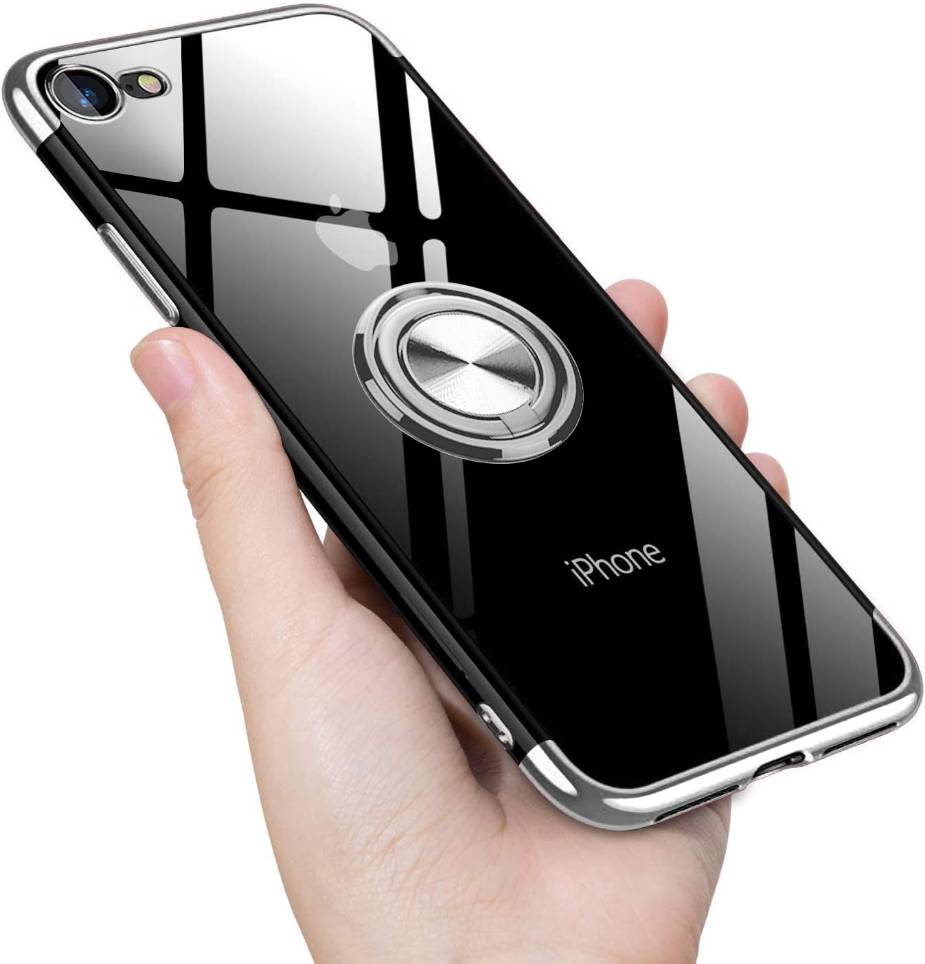 Amazon Co Jp Iphone Se ケース 第2世代 Iphone7 ケース Iphone8 ケース 年新型 リング 透明 クリア リング付き Tpu シリコン メッキ加工 黄変防止 ストラップホール スリム 薄型 4 7インチ スマホケース 耐衝撃 一体型 人気 携帯カバー シルバー 家電 カメラ