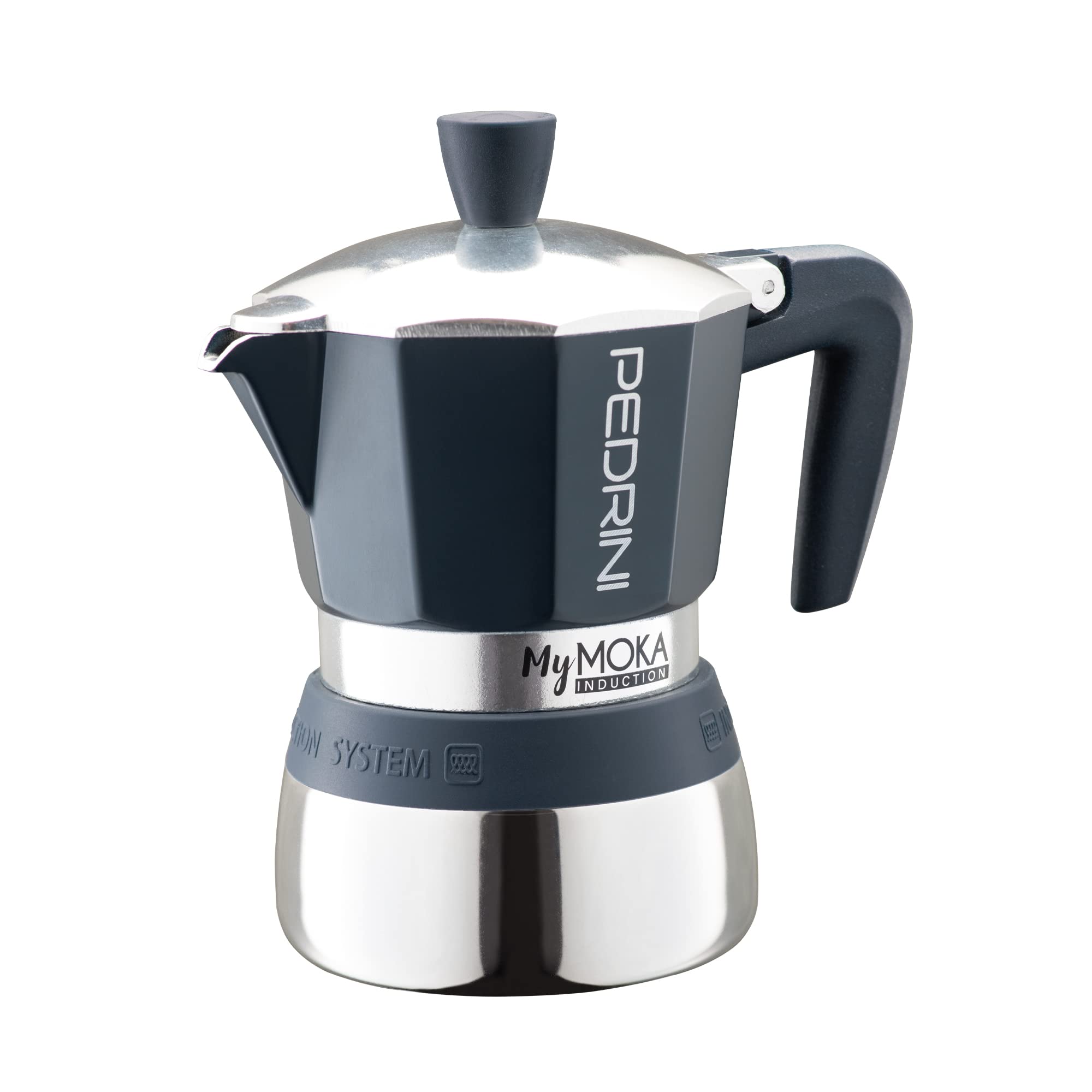 Pedrini MyMoka Induction Coffee Maker, 3 Cups, Midnight Blue