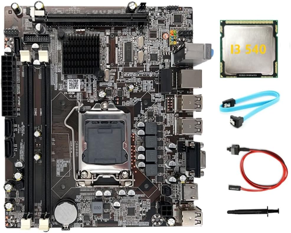 FUNYEE H55 Computer Motherboard LGA1156 I3 530 I5 760 DDR3 + I3 540 CPU Cables