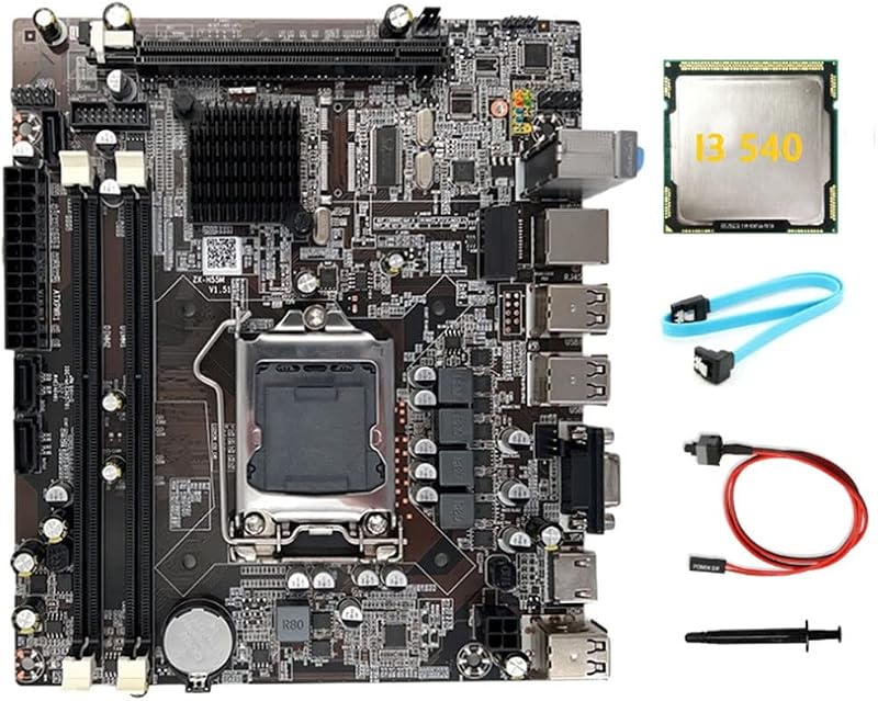 FUNYEE H55 Computer Motherboard LGA1156 I3 530 I5 760 DDR3 + I3 540 CPU Cables