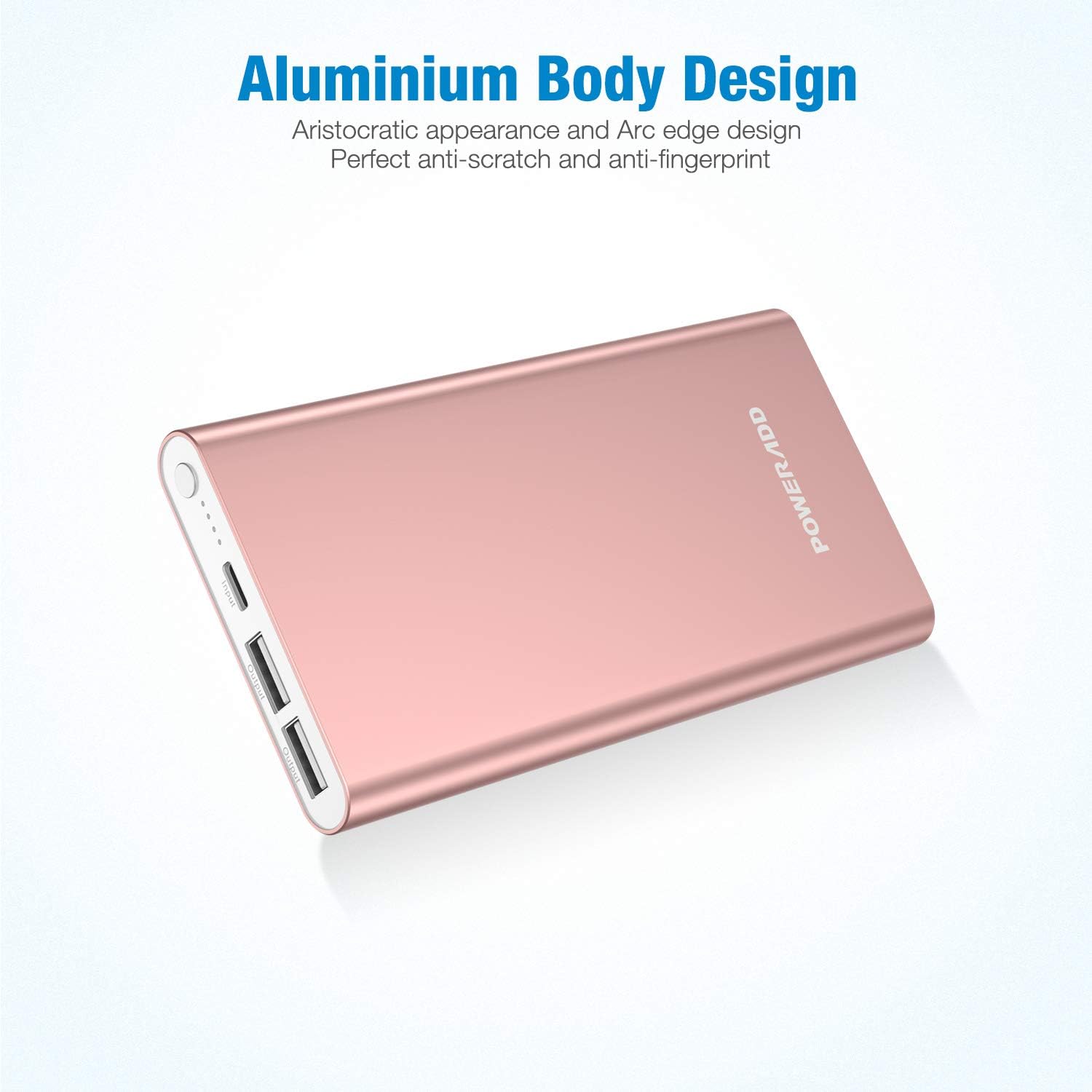 POWERADD Pilot 4GS 12000mAh 8-Pin Input Portable Charger External Battery Pack with 3A High-Speed Output Compatible with iPhone, iPad, iPod and More - Rose Gold (8 Pin Cable Include)