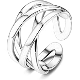 ZELORES 925 Sterling Silver Celtic Knot Rings Open Knuckle Rings for Women Adjustable Thumb Finger Rings Minimalist Cross Line Band Rings