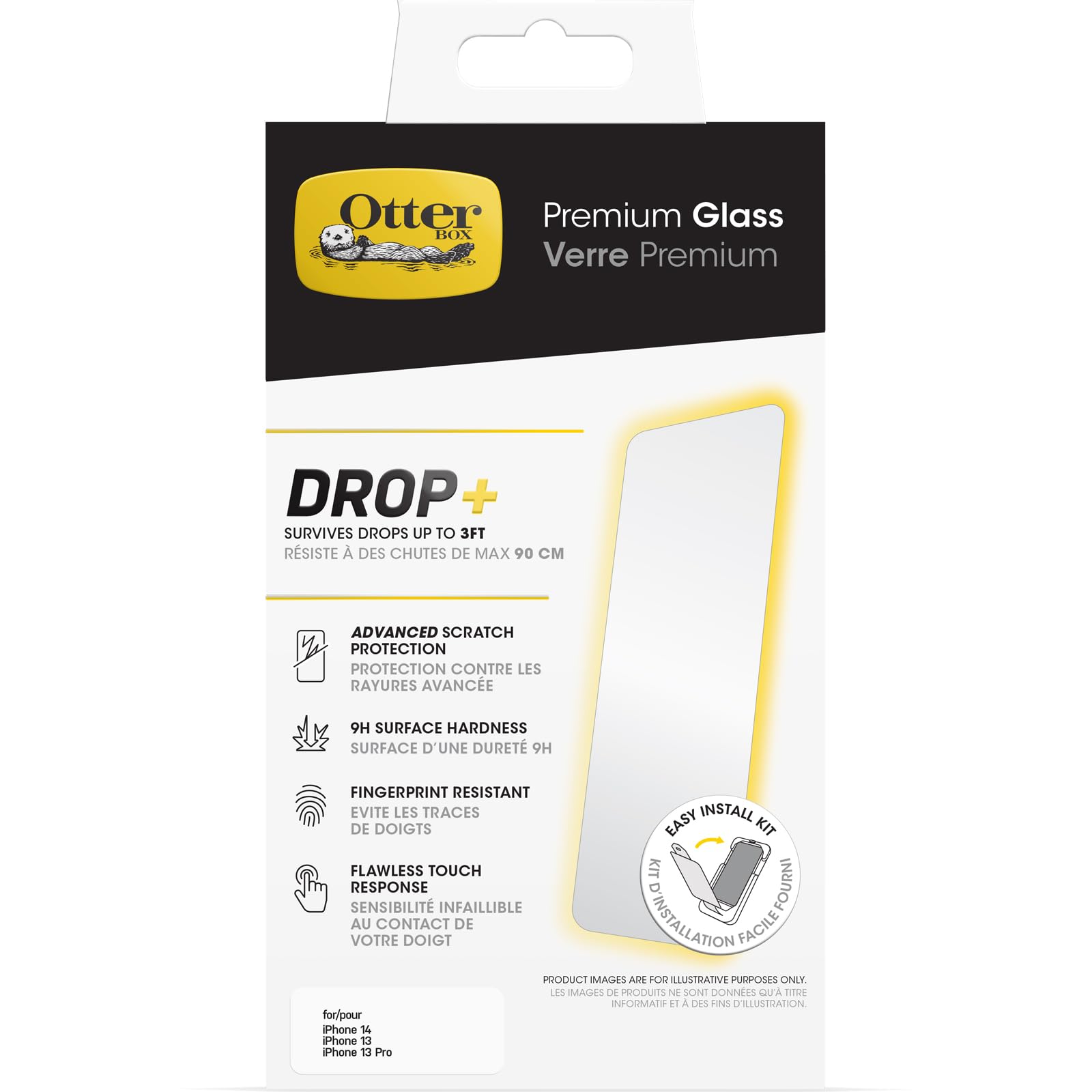OtterBox Premium Glass Screen Protector for iPhone 17e, 16e, 14, 13, 13 Pro, Tempered Glass, advanced Scratch Protection, Survives Drops up to 3ft, Antimicrobial Protection