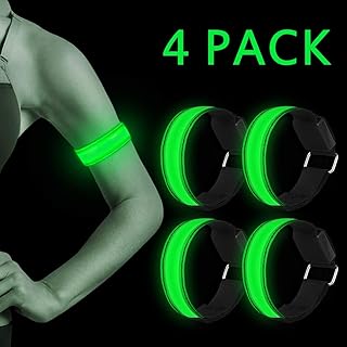 LED Armband, 4 Stück Reflective LED leucht Armbänder Lichtband Kinder Nacht Sicherheits Licht für Laufen Joggen Hundewandern Running Outdoor Sports