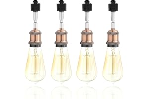 Hiiglxii E26 Track Light Heads H Type Track Lighting Heads Direction Adjustable LED Track Lights Fixture Dimmable for Kitchen, Retro Vintage Style, Bulbs Not Included - Pack of 4(Red Bronze)