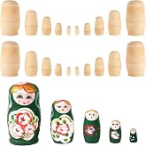 LOPYXBR 5 Sets Blank Russian Nesting Dolls Wooden Nesting Dolls Unpainted Matryoshka Doll for DIY Crafts, Birthday, Christmas(5 Size,25 PCS in Total)