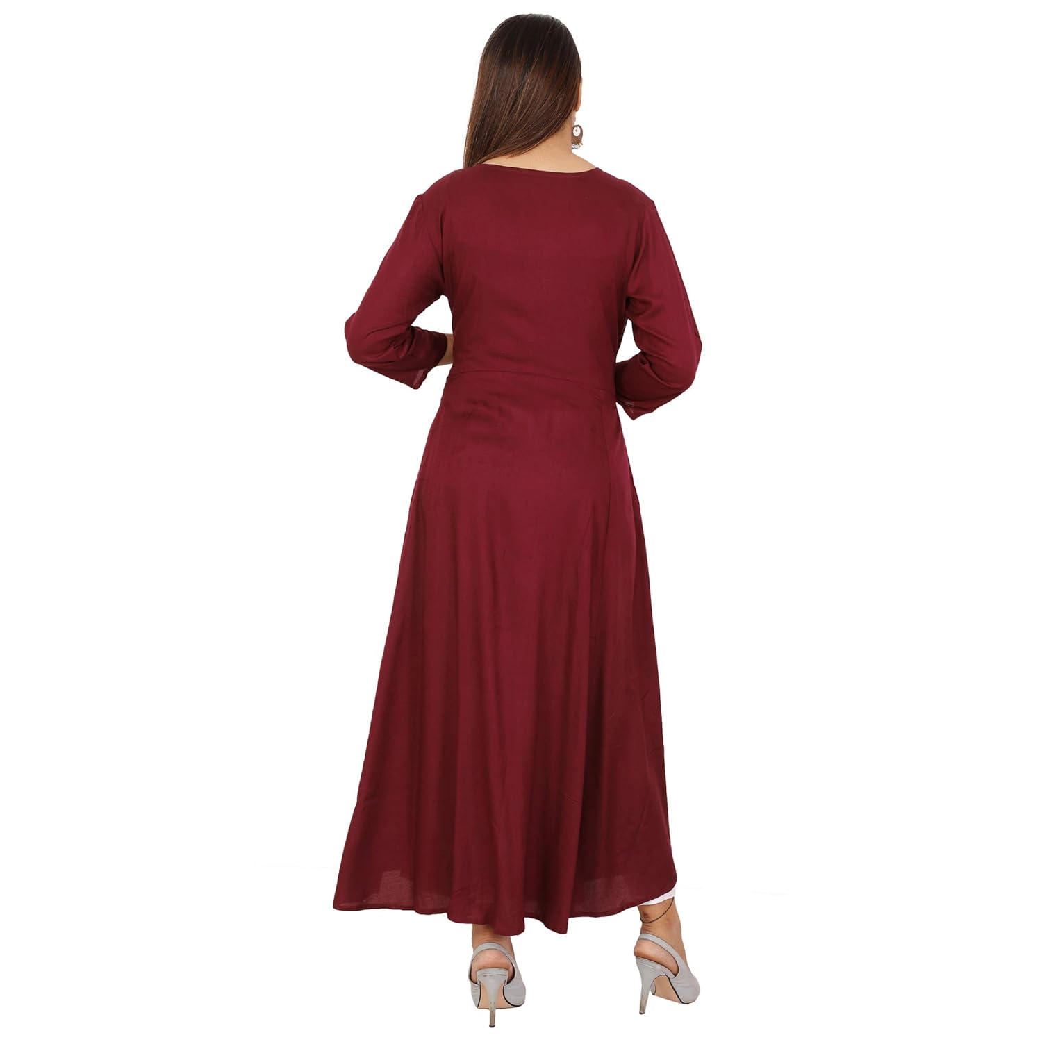 cottonwalas women's rayon embroidered anarkali kurtis