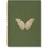 huester Vintage Butterfly Spiral Notebook Journal, Green Retro Butterfly Aesthetic Journal Notebooks for Note Taking, Green Office Supplies Gifts for Women, 5.5x8.3 Inch