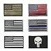 HeeBin 6 Pieces Patch Set - Multi-colored USA Flag Velcro Patches ,Black Punisher Tactical Patch