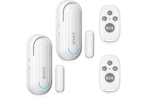 Sanjie Pool Door Alarms for Kids Safety/Home Security/Dementia,4 Working Modes,Wireless Door Open Alarm,Window Alarms Sensors,0-120dB Volume Adjustable,2 Sensors 2 Remote Controls