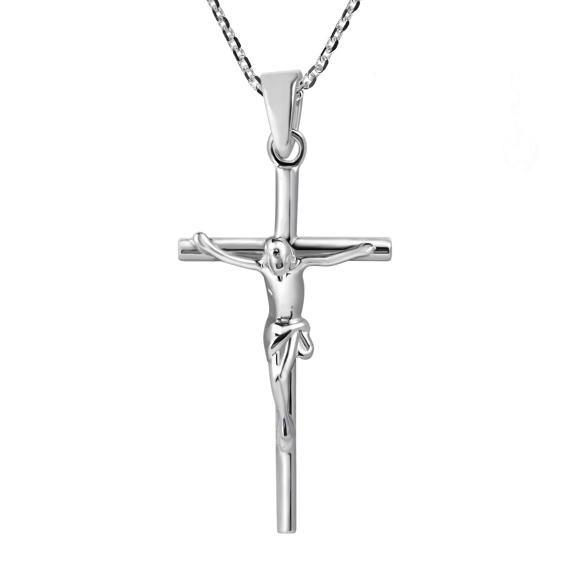 AeraVida Faithful Devotion Crucifix Cross .925 Sterling Silver Pendant Necklace