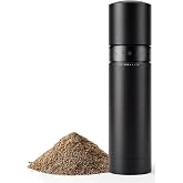 JOINVIE Manual Pepper Grinder, High-Output Metal Pepper Mill Grinder, Black | External Adjustment, All-Metal Body, Stainless Steel Burr, Dual Bearings, Magnetic Powder Chamber for Cleaner Countertops