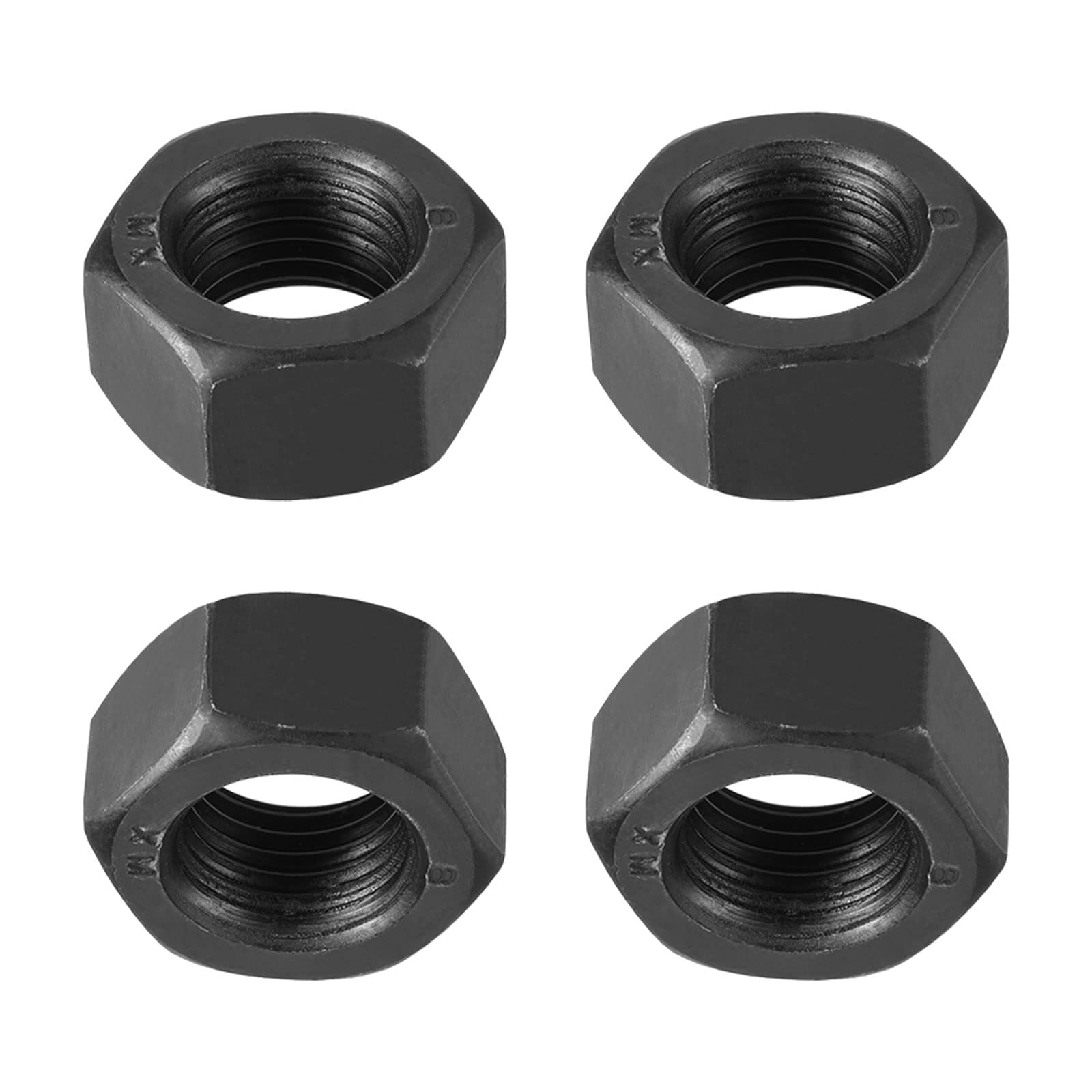 DTGN M22x2.5mm(DxP) Hex Nuts - 4Pack - Good for Home Garage Repair - Carbon Steel Zinc Plated Hexagonal Nuts - Black