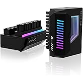 EZDIY-FAB Shield 24-Pin Angle Adapter with Infinity Mirror ARGB Light,ATX 24 Pin Power Connector, 5V 3pin ARGB Sync-180 Degre