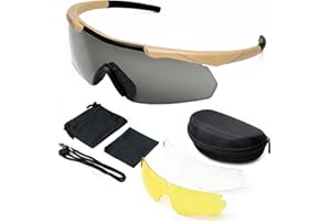 SPOSUNE Shooting Glasses Men with Case, Impact resistance Tactical Glasses with 3 Lens, Anti Fog Safety Glasses for Men Women