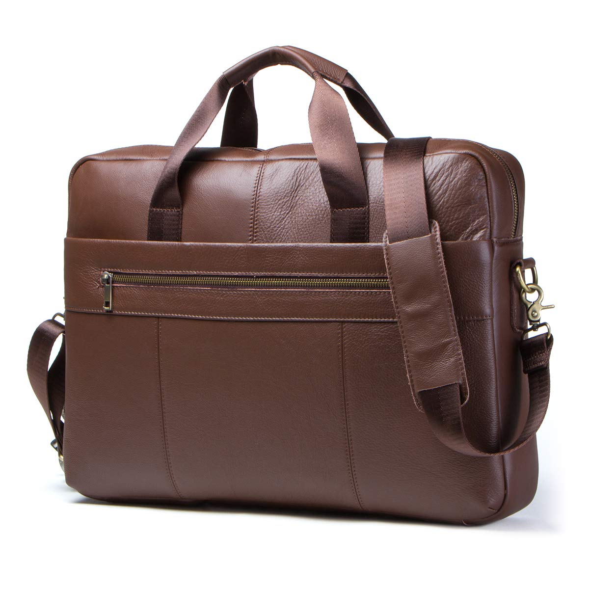 Contacts Mens Genuine Leather Crossbodybag 12-15.6" Laptop Ipad Bag Office Briefcase Contacts Mens Genuine Leather Crossbody 15.6" Laptop Ipad Bag Office Briefcase Handbag Handbag (Brown)