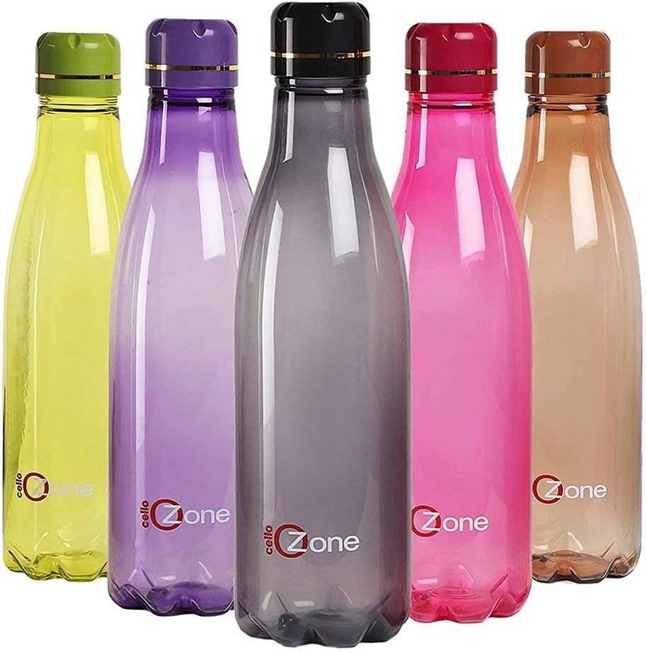 Cello Ozone Plastic Water Bottle, 1 Litre, Set of 5, Assorted Amazon.in Home & Kitchen