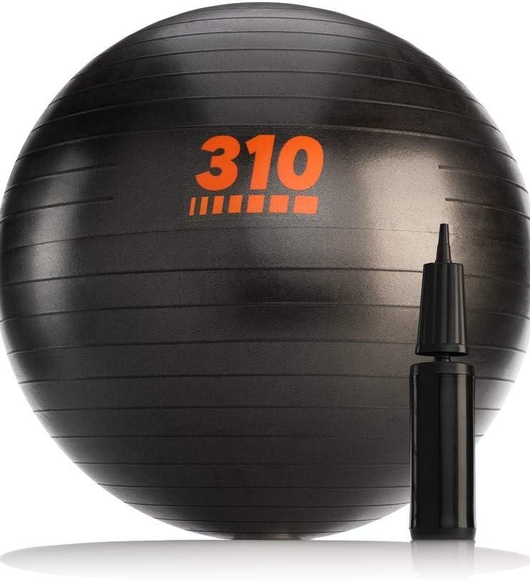 310 Nutrition Exercise Ball for Fitness, Stability, Balance & Gym 50 cm Yoga Ball with Hand Pump - Matte Black - Professional Quality Design