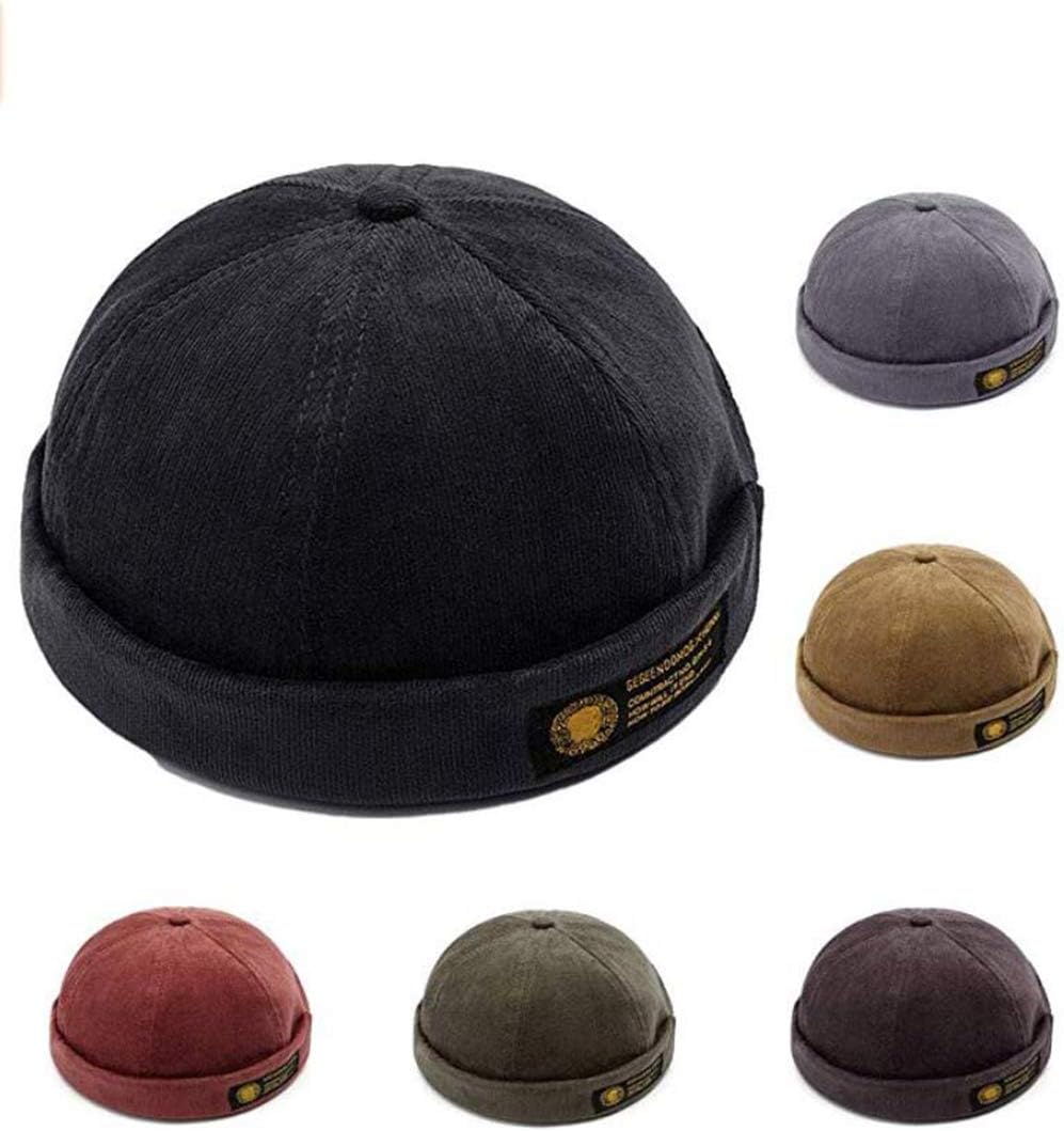 Docker Leon Harbour Hat Watch Cap Breathable Mesh Design Retro Brimless Unisex Visor-Less Sailor Skullcap Beanie Hat (21.6-23.6 inch, X-Black)