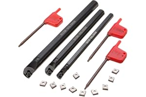 VeYocilk 13PCS Indexable Lathe Turning Tool Kit,3pcs Metal Lathe Tool Holder S07K/S10K/S12M-SCLCR06 with 10pcs CCMT060204 Carbide Inserts for Cutting Threading Grooving