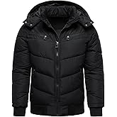 HOOD CREW Men’s Winter Coats Windproof Thicken Padded Parka Warm Puffer Jackets with Removable Hood