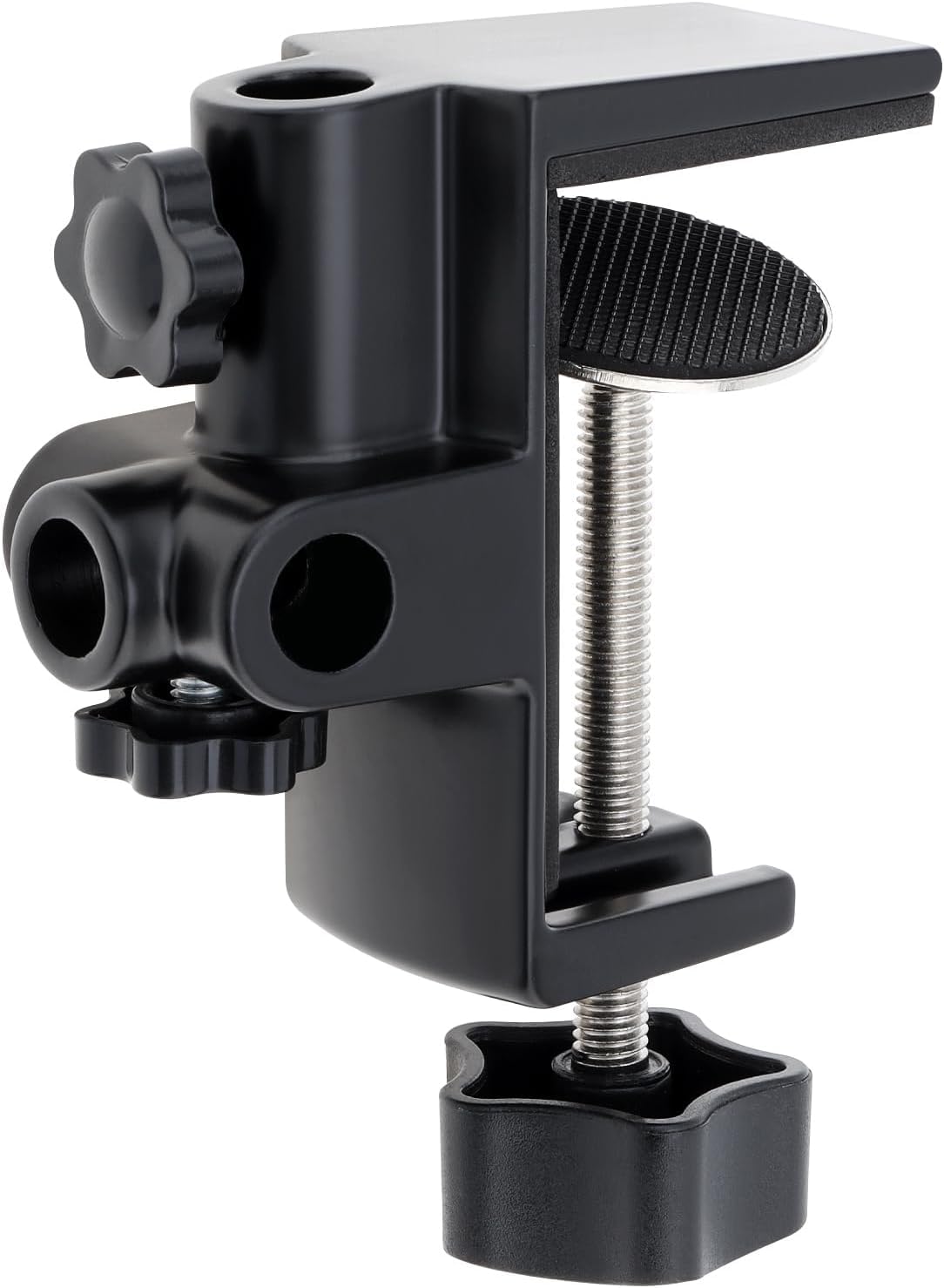 RTNLIT Desk Lamp Clamp, 1/2 inches 4 Hole Metal Table Mounting Clamp for Magnifying Light/Microphone/Boom Scissor Arm, Fits up to 2-1/2 inches Desktop Thickness(Black)