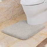 Non Slip Toilet Mat 50x60cm U Shape Light Gray Microfiber Thick Plush