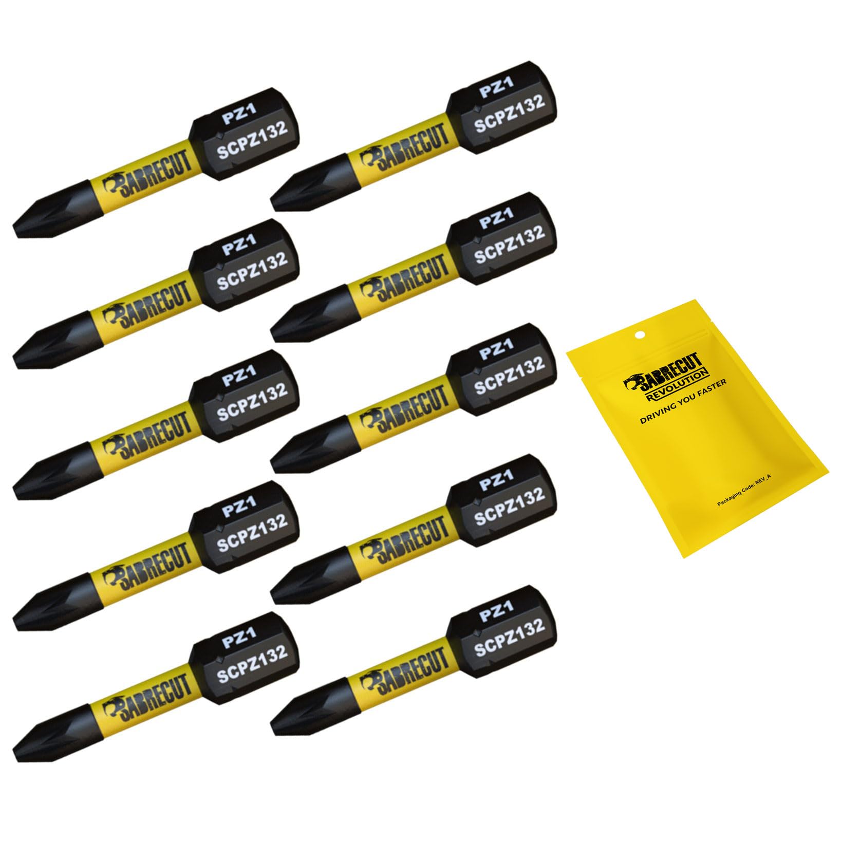 10 x SabreCut SCPZ132_10 32mm PZ1 Magnetic Impact Screwdriver Driver Bits Set Pozi Pozidriv Heavy Duty
