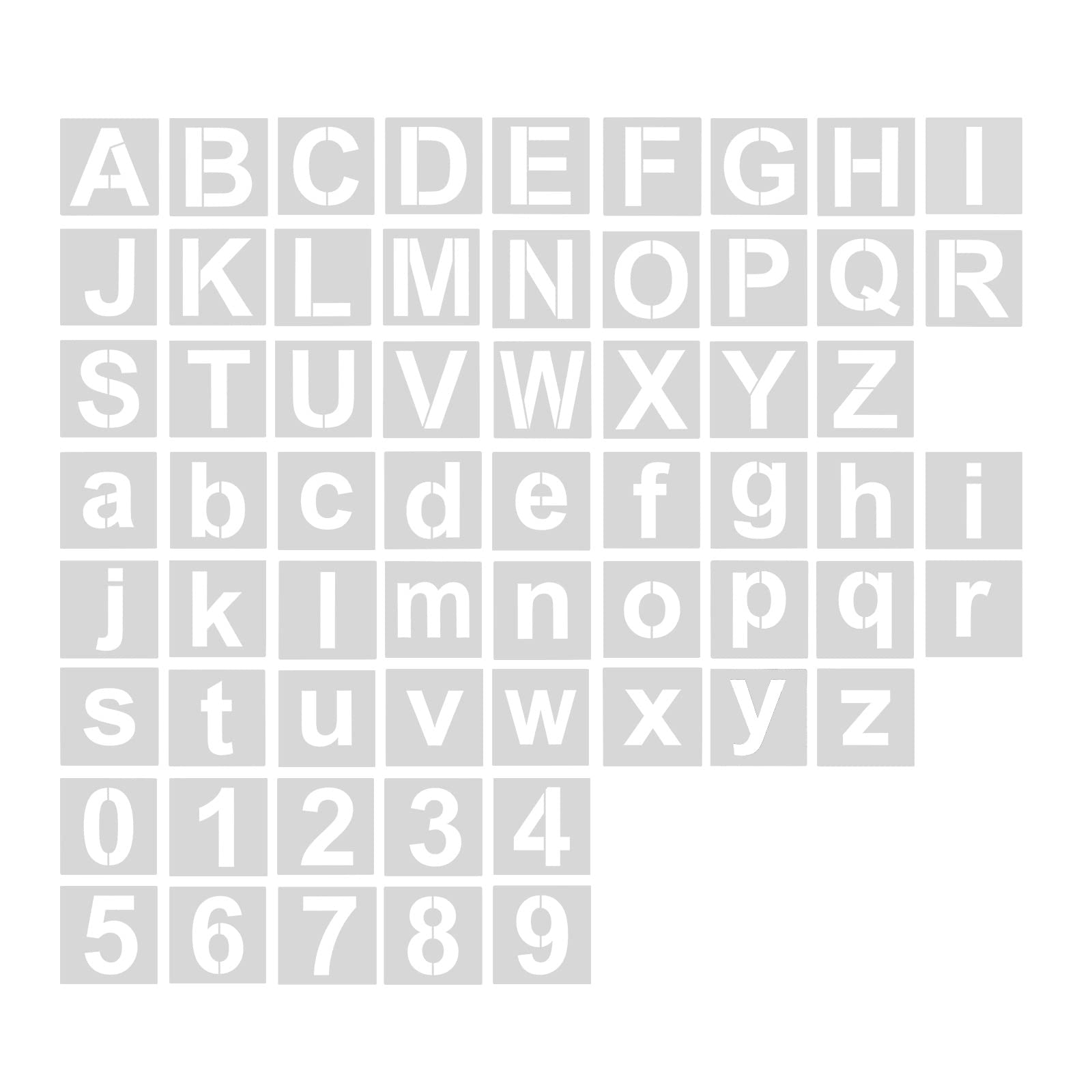 AIEX 62pcs Letter Number Stencils, 3 Inch Washable Reusable Plastic Letter Number Template Letters Craft Stencils for Art Drawing, Craft DIY Writing
