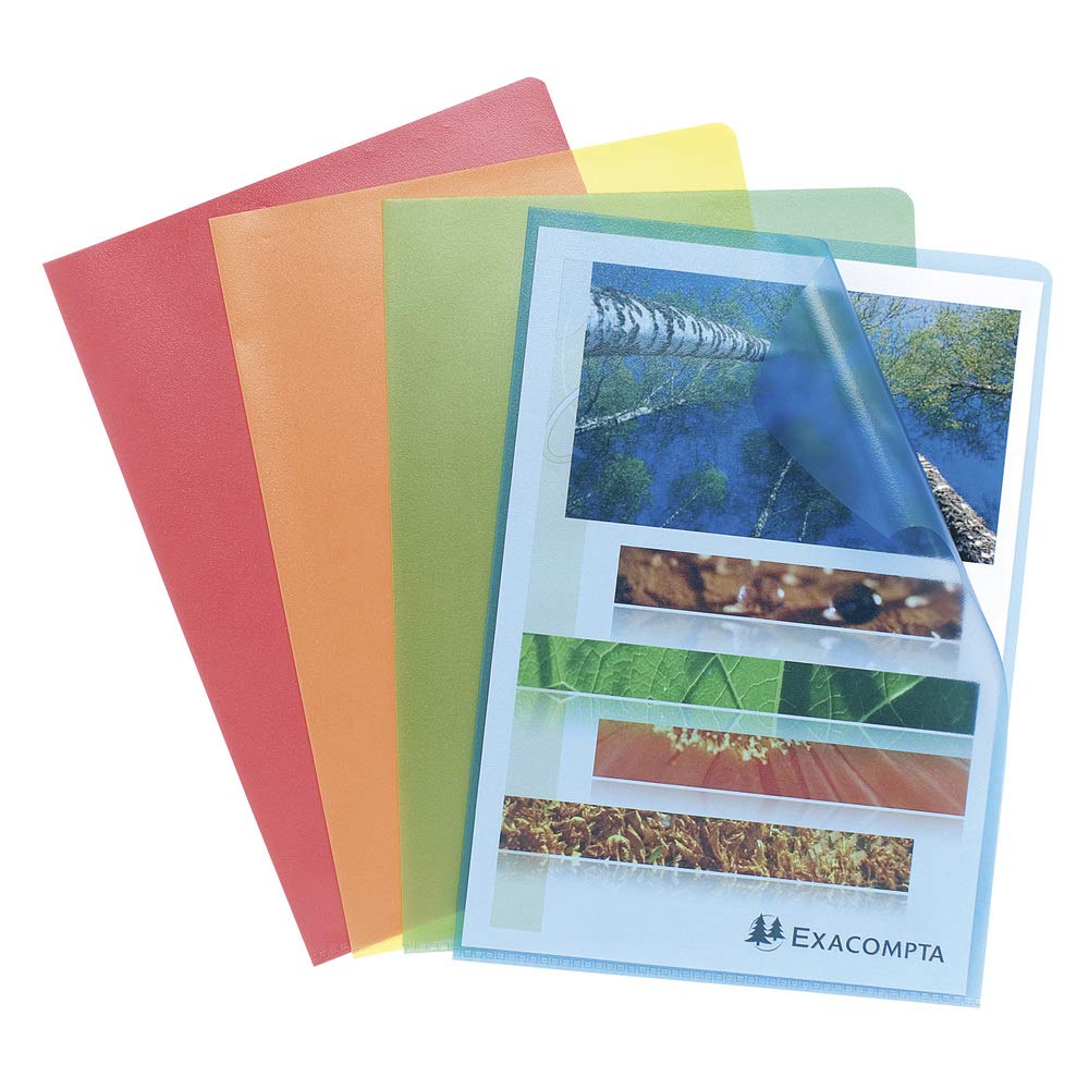 Exacompta - Ref 56119E - Grained PP Cut Flush Folder - Suitable for A4 Documents, 0.1mm Polypropylene, Top-Right Opening, Cut Out For Easy Opening - Assorted Colours (Bag of 10)