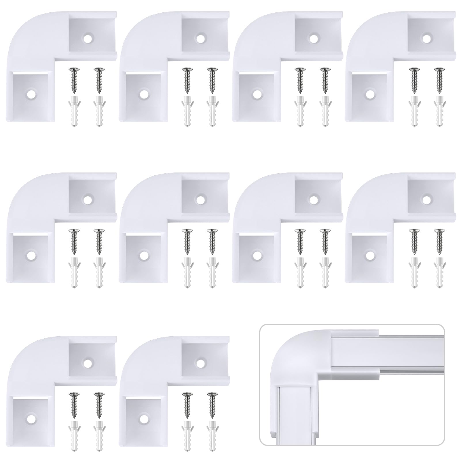 HOMMAND 90 Degrees Corner Connector 10 Pcs, LED Profile Corner Connectors, 90 Degrees LED Channel Corner Connectors for U Shape LED Aluminium Profile, Screws Included