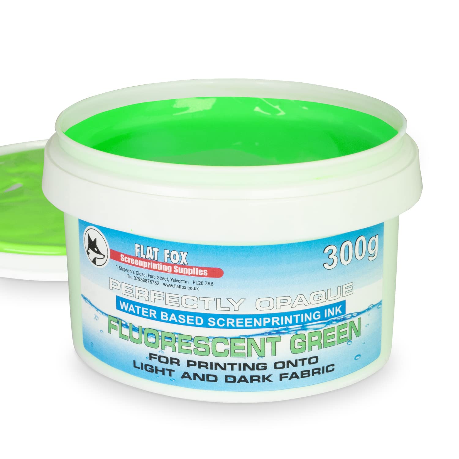 Flat Fox Screen Printing Opaque Water Based Fabric Inks (Fluorescent Green, 300g)