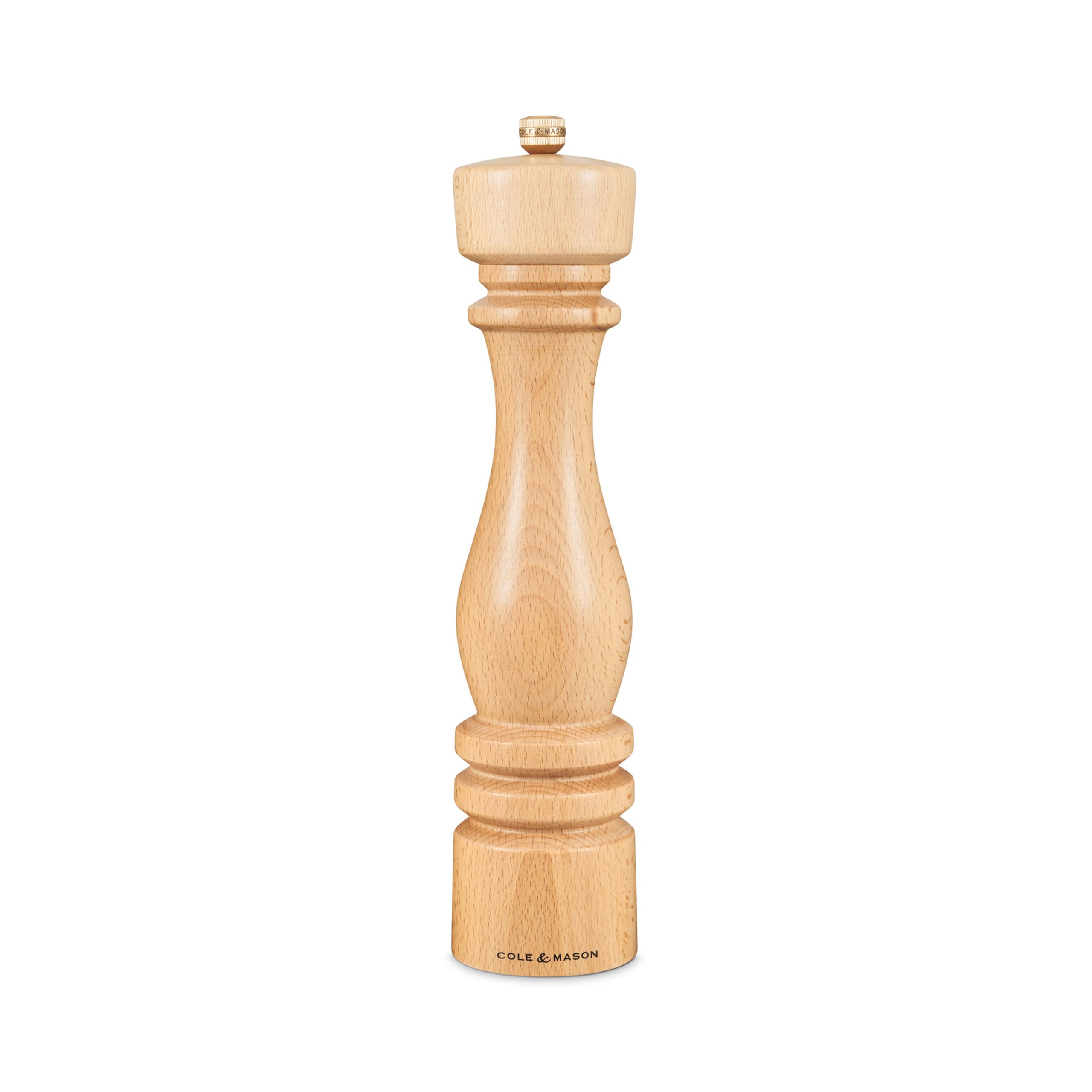Cole & Mason London Natural Beech Pepper Mill, 30cm Pepper Grinder with Adjustable Grind, Precision+ Carbon Mechanism, Beech Wood, Seasoning Mill, Lifetime Mechanism Guarantee
