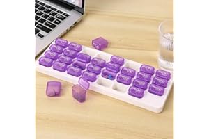Monthly Pill Organizer, Portable Pill Box, 32 Day Cases Medicine Organizers to Hold Vitamins and Medication(Purple)