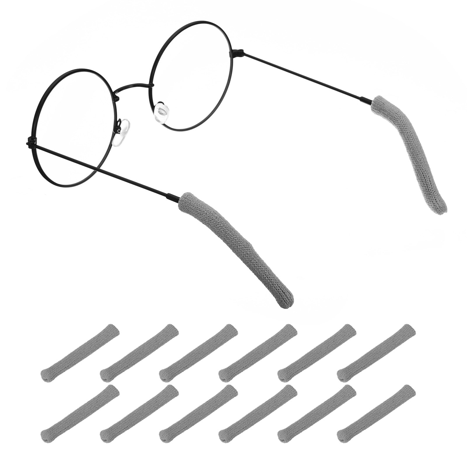 PATIKIL Glasses End Tips, 6 Pair Eyeglass Anti Slip Ear Sock Pieces Tube Sleeve Nylon Replacement Temple for Rectangle Thin Metal Eyeglass Temple, Gray