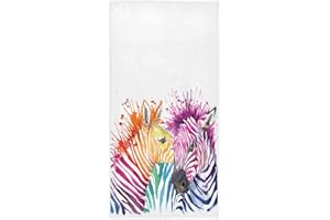 Vdsrup Rainbow Zebra Hand Towels Animal Print Face Towel Soft Thin Guest Towel Portable Kitchen Tea Towels Dish Washcloths Bath Decorations Housewarming Gifts 16 X 30 in