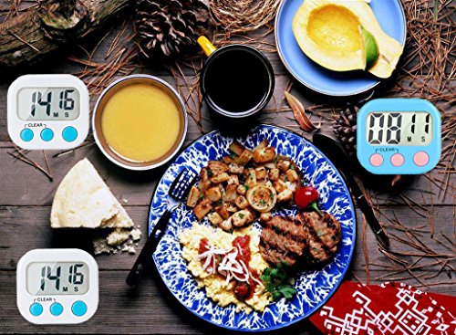 4 Pack Digital Kitchen Timer Magnetic Back Big LCD Display Loud Alarm Minute Second Count Up Countdown With ON/OFF Switch For Kitchen, Homework, Exercise, Game(2 White & 2 Blue) - Thumbnail 6