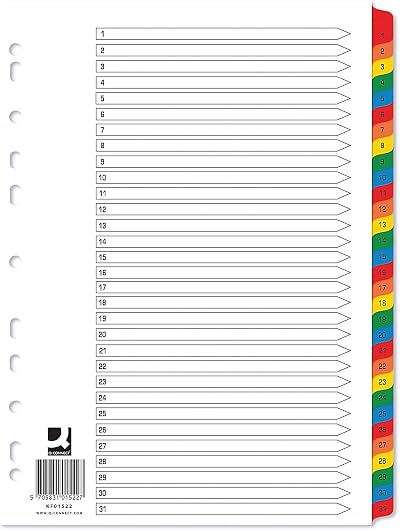 Q-Connect 1-31 Index Multi-punched Reinforced Board A4 White KF01522