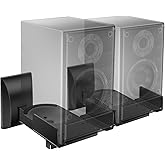 WALI Speaker Wall Mount, Surround Sound Speaker Stand with Adjustable Swivel Tilt Angle, Bookshelf Speaker Wall Mounts for Living Room, Home Theater, Hold Up to 55 Lbs, (SWM201), 1 Pair, Black