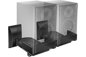 WALI Speaker Wall Mounts, Dual Side Clamping Bookshelf Mounting Bracket for Large Surrounding Sound Speakers, Hold up to 55 l